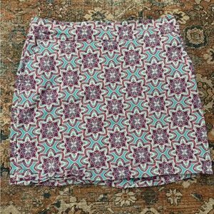 Talbots Women’s 14 turquoise/Red Floral Geometric Vacation athleisure Mini Skirt